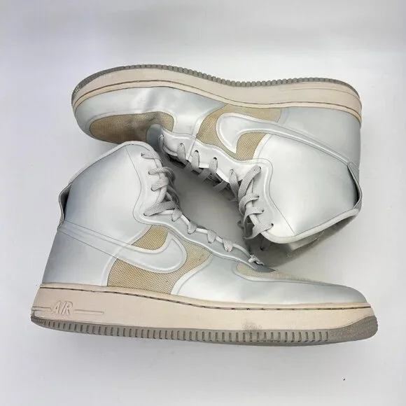 Nike Air Force One AF-1 Hyperfuse Silver Men Size 11.5 Hi Top Shoes 454433-001 - Picture 8 of 12